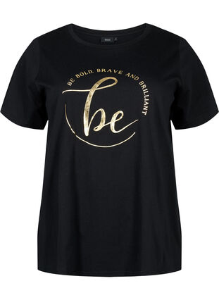 T-shirt i ekologisk bomull med tryck , Black W. Be G. Foil, Packshot image number 0