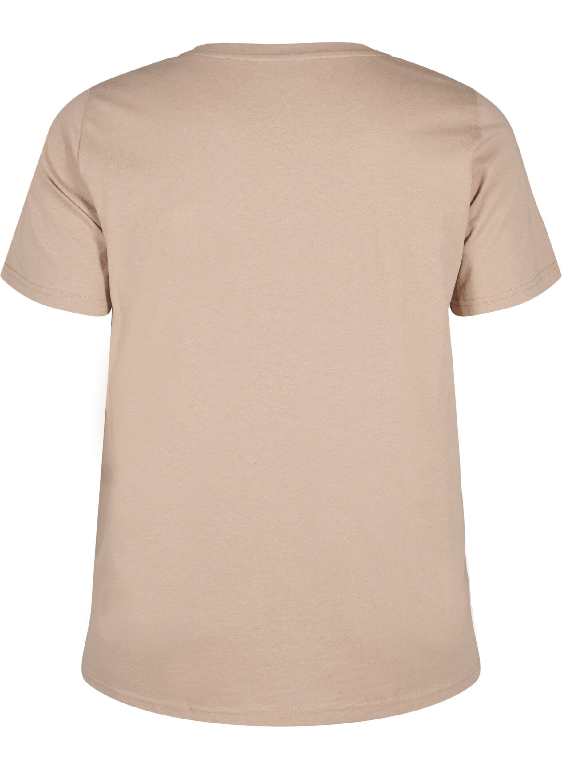 Zizzi T-shirt i bomull med tryck, S. Mink w. Flower, Packshot image number 1