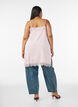 L&aring;ng topp i satin med spetskanter, Rosa, Model image number 2