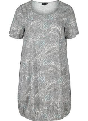 Kortärmad viskosklänning med mönster, Bright Paisley, Packshot image number 0