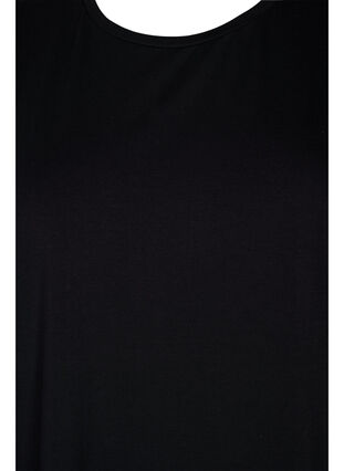 Kortärmad bomullsklänning med slits, Black, Packshot image number 2