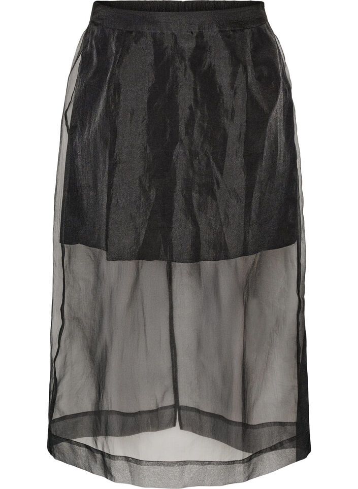 L&aring;ng kjol i organza-look, Svart, Packshot image number 0