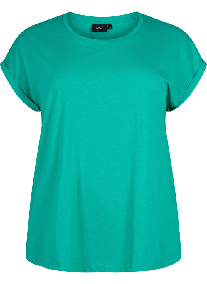 Kortärmad t-shirt i bomullsmix, Emerald Green, Packshot image number 0
