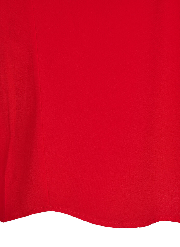 Blus med korta &auml;rmar och rund halsringning, R&ouml;d, Packshot image number 3