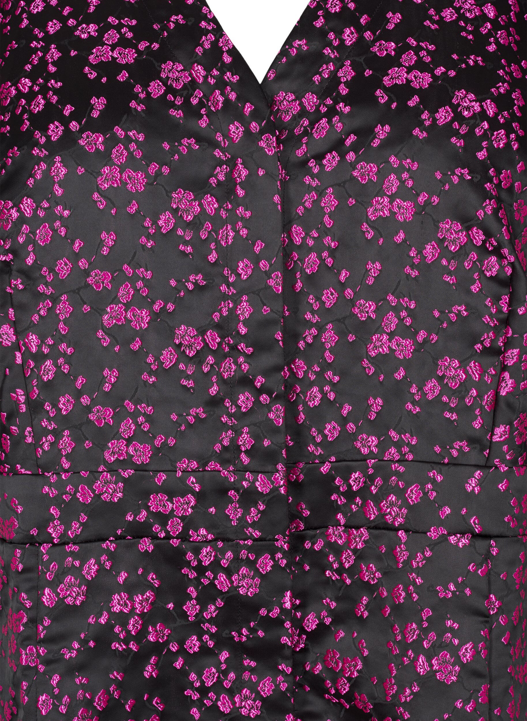 Zizzi Kn&auml;l&aring;ng kl&auml;nning med broderade blommor, Black Pink Flower, Packshot image number 2