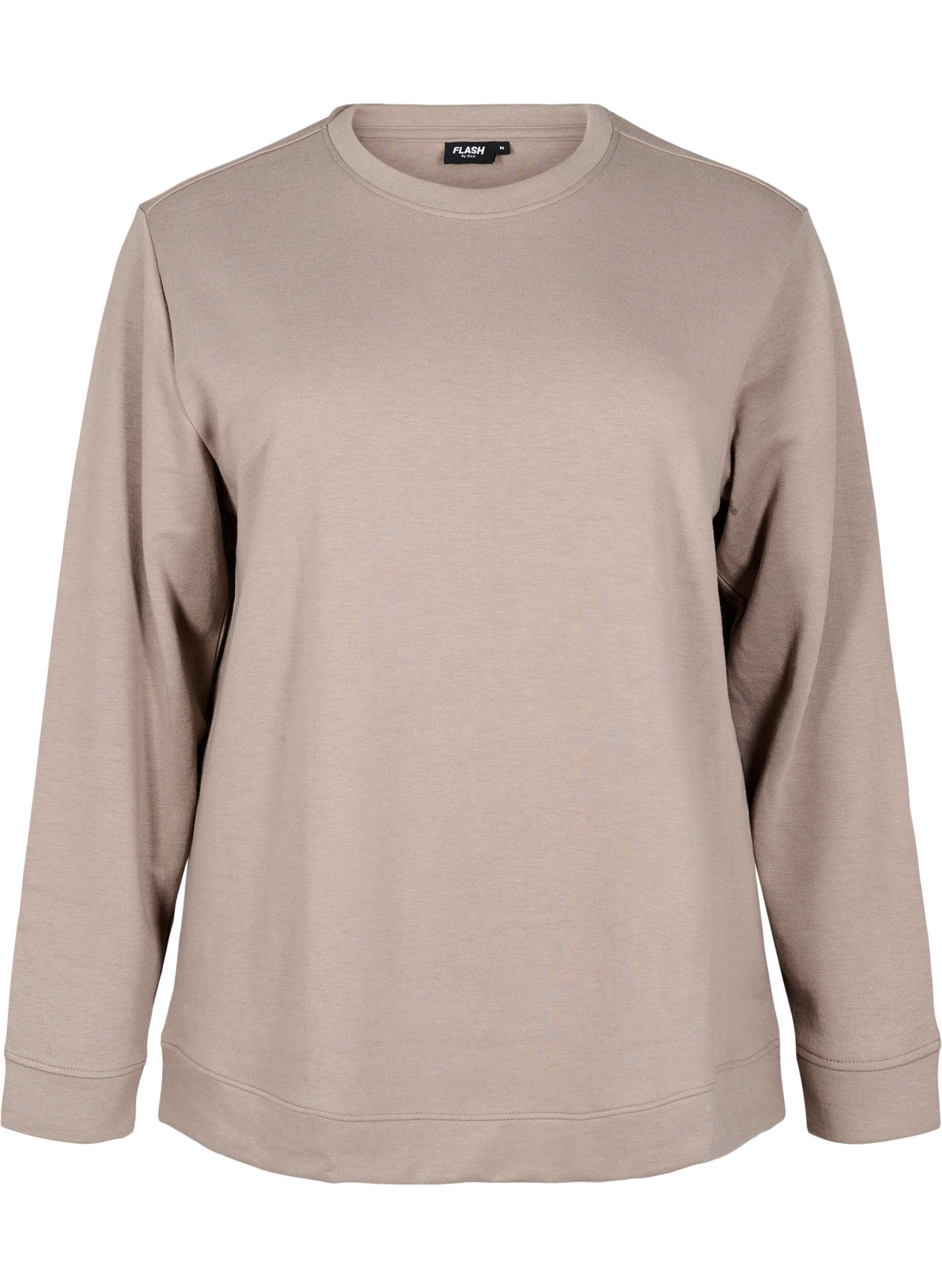 Zizzi FLASH - Sweatshirt med rund halsringning, Beige, Packshot image number 0