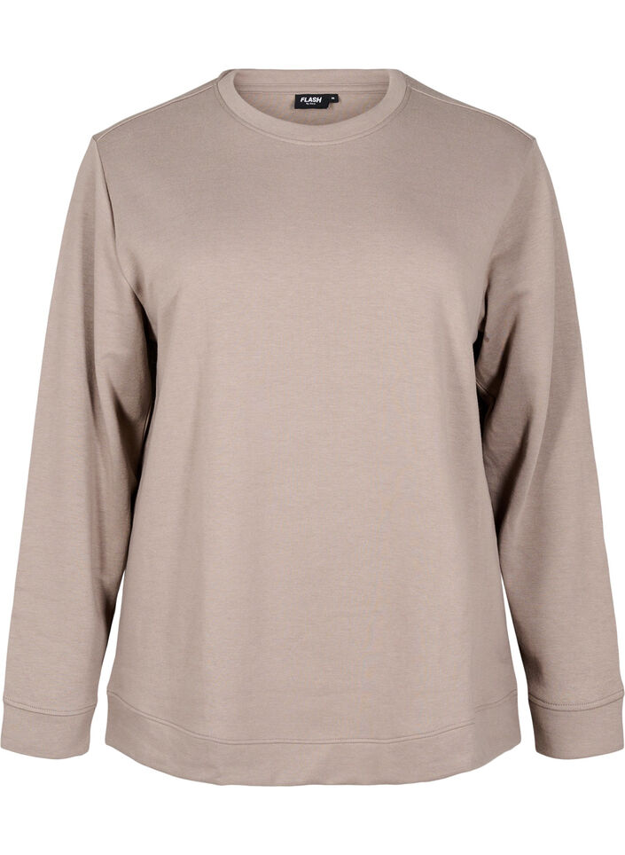 FLASH - Sweatshirt med rund halsringning, Beige, Packshot image number 0