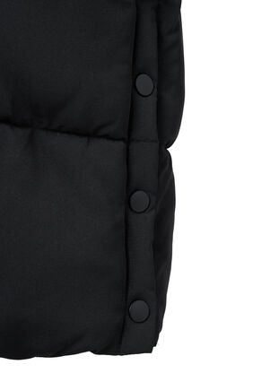 Lång pufferjacka med fickor och huva, Black, Packshot image number 3