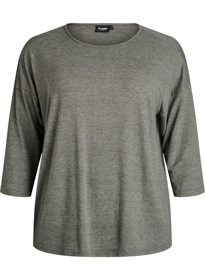 Jerseyblus med 3/4-&auml;rm, Gr&ouml;n, Packshot image number 0