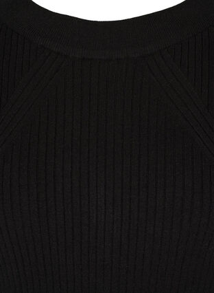 Ribbstickad tröja med ballongärmar, Black, Packshot image number 2