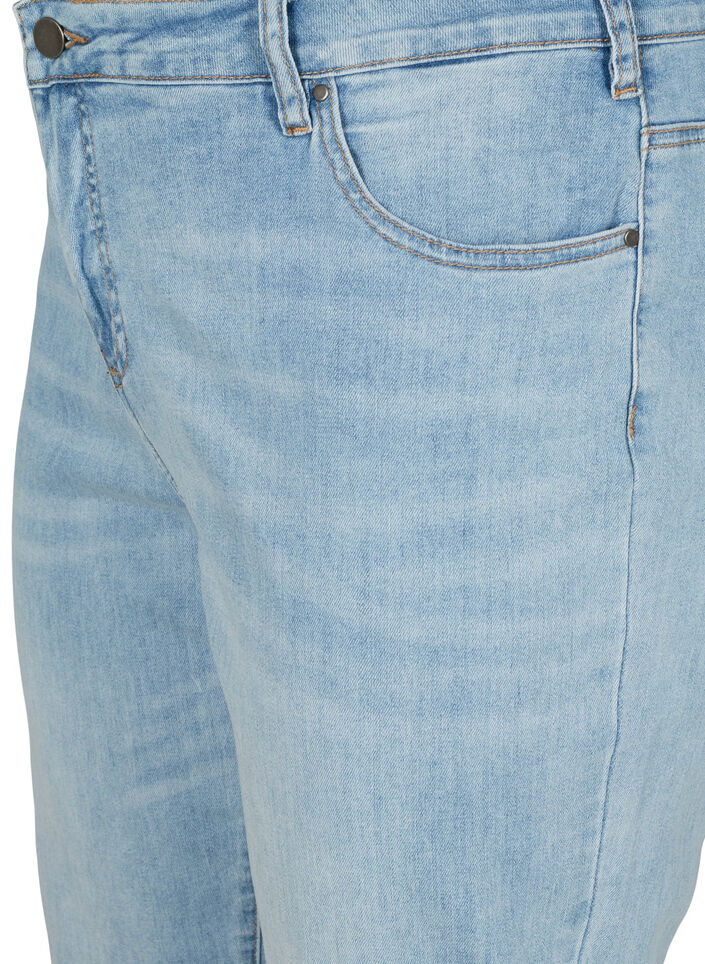 Croppade jeans med uppvikta ben och h&ouml;g midja, Bl&aring;, Packshot image number 2