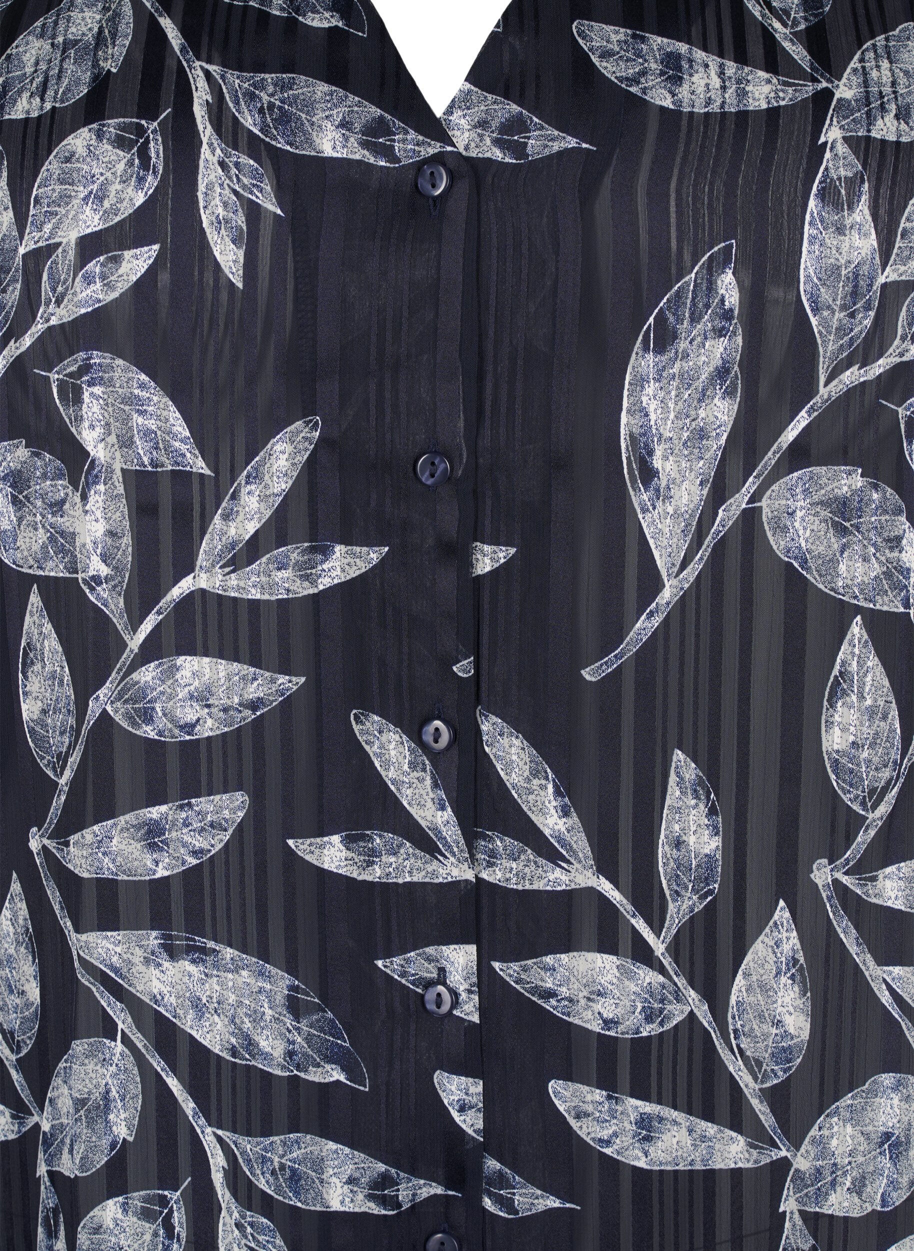 Zizzi L&aring;ng&auml;rmad skjorta med knappar, Bl&aring;, Packshot image number 2