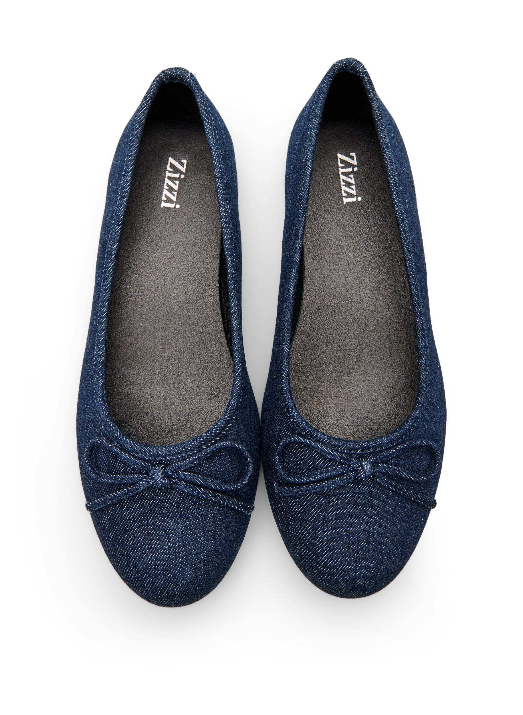 Zizzi Wide fit - Ballerinasko i denim med rosett, Bl&aring;, Packshot image number 2