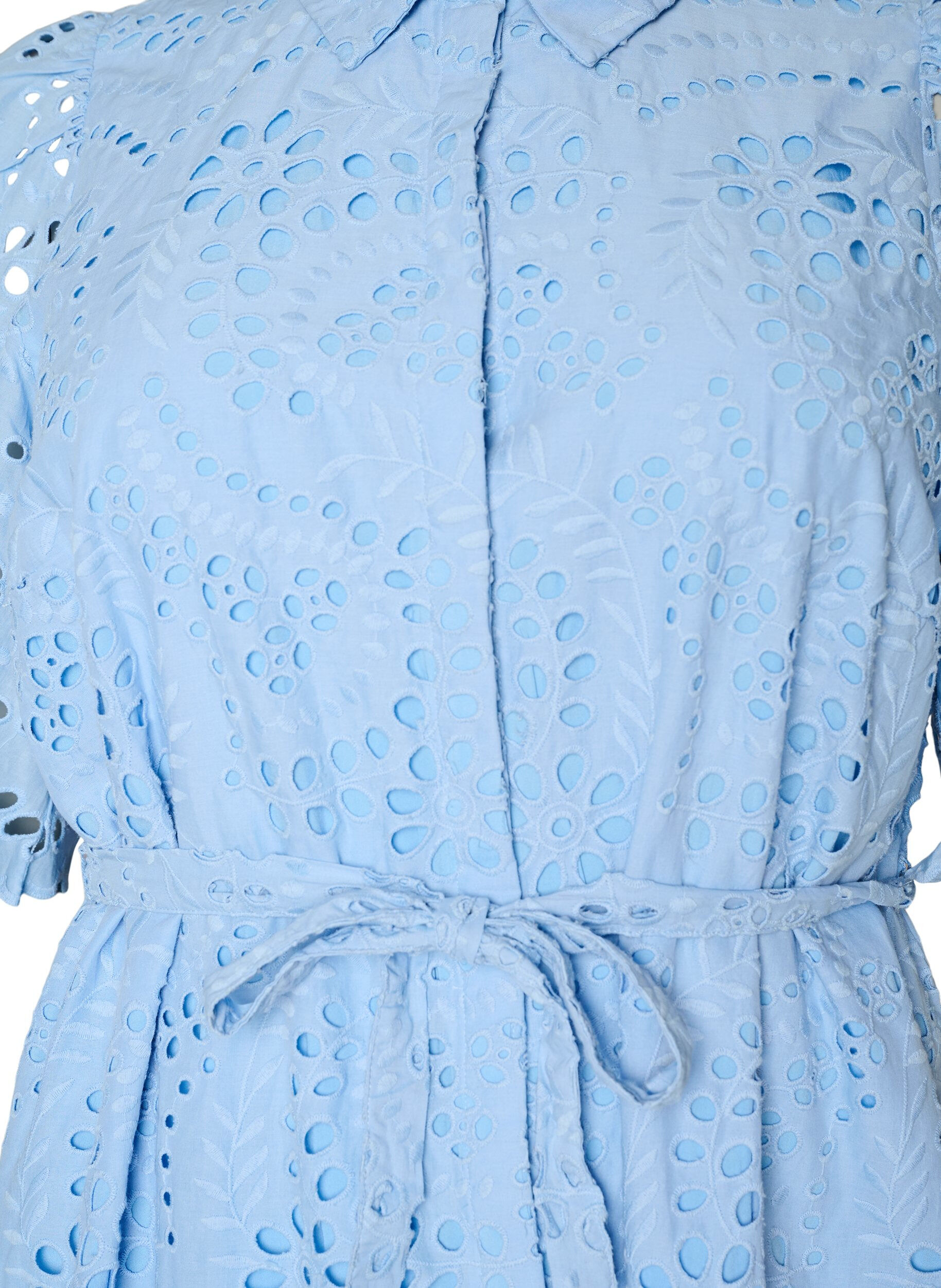 ZizziSkjortkl&auml;nning i broderie anglaise med knytb&auml;lte, Bl&aring;, Packshot image number 2