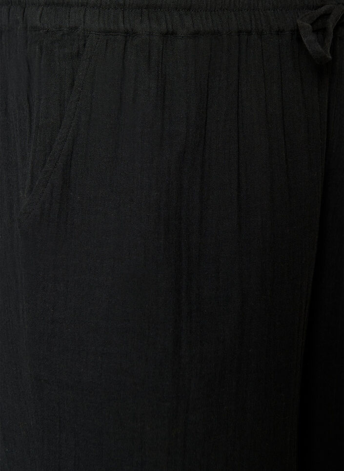 L&ouml;sa shorts i bomullsmuslin med h&ouml;g midja, Svart, Packshot image number 2