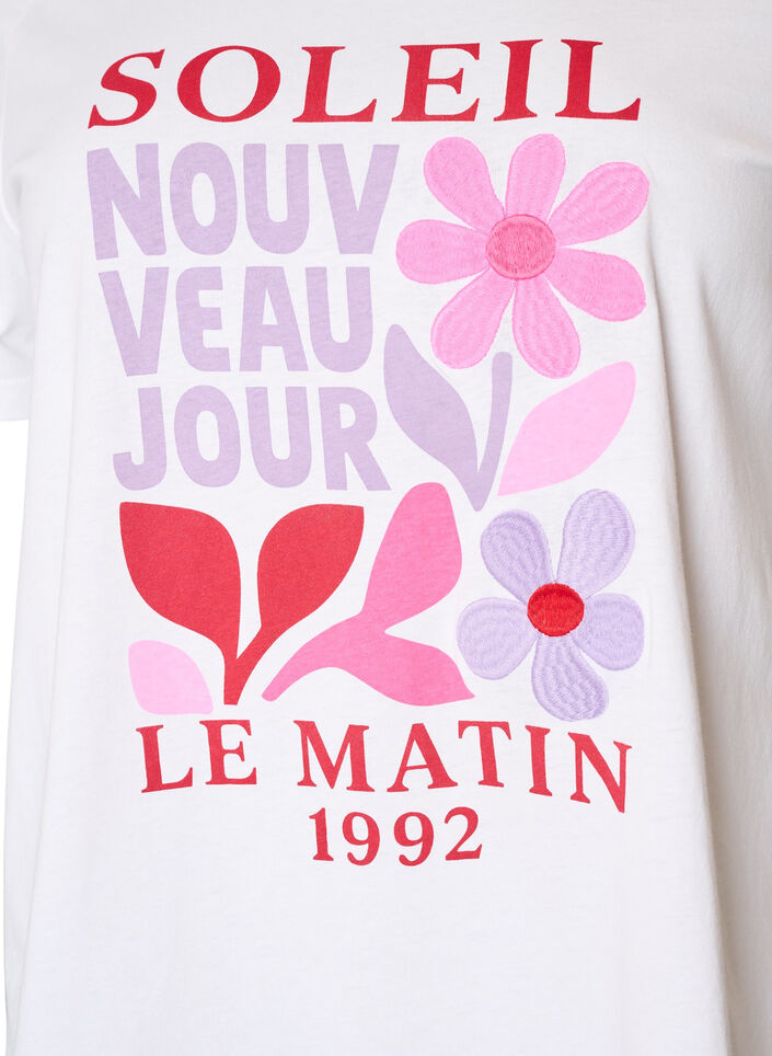 T-shirt i bomull med tryck, Vit, Packshot image number 2
