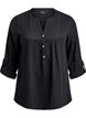 Blus i bomullsmuslin med broderie anglaise, Svart, Packshot image number 0