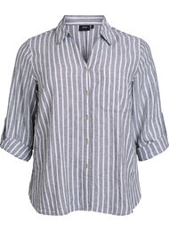 Skjorta i linne och viskos med 3/4-&auml;rmar, Gr&ouml;n