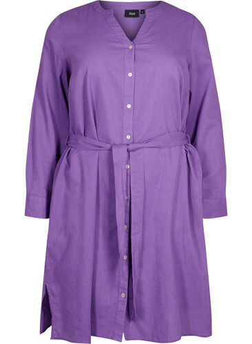 Skjortklänning med långa ärmar, Deep Lavender, Packshot image number 0