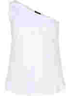 One shoulder-topp i bomull, Bright White, Packshot