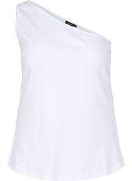 One shoulder-topp i bomull, Bright White