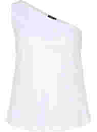 One shoulder-topp i bomull, Bright White