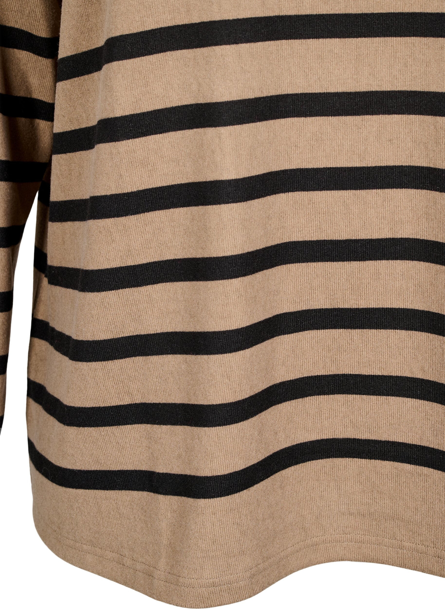 Zizzi Blus med h&ouml;g hals och l&aring;nga &auml;rmar, Beige, Packshot image number 3