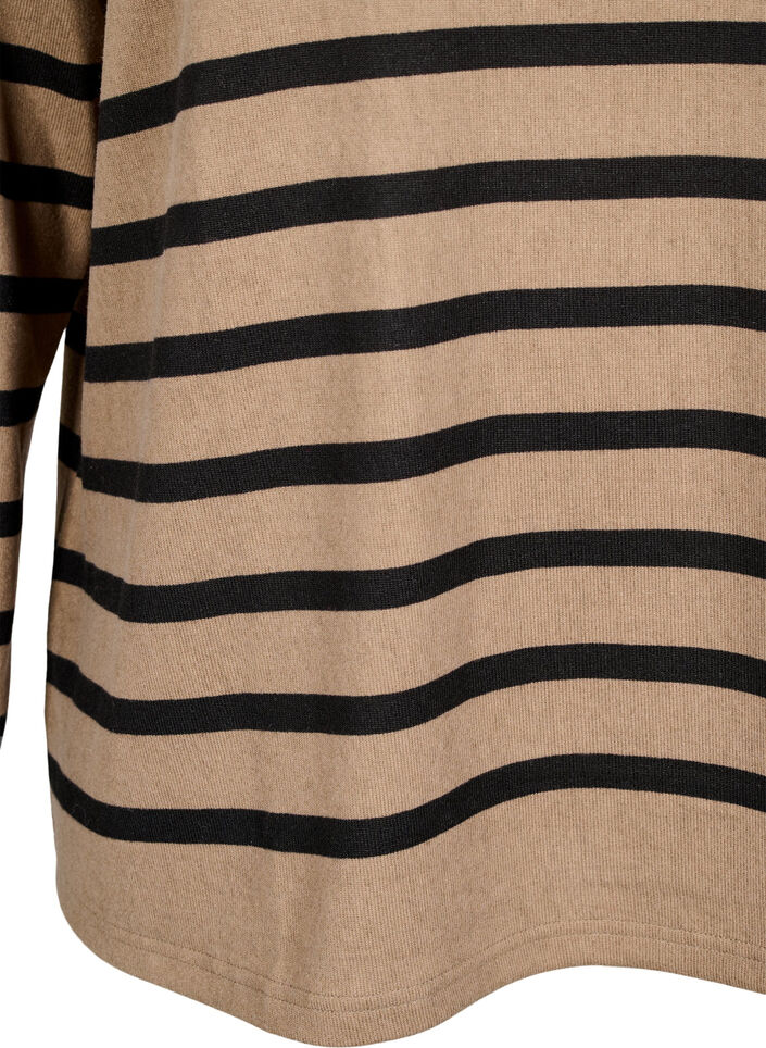 Blus med hög hals och långa ärmar, Beige, Packshot image number 3