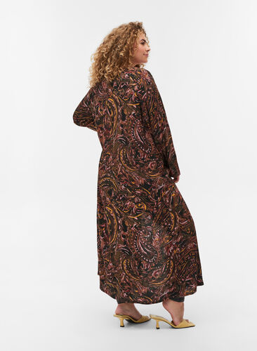 Lång kimono i viskos med fint mönster, Paisley AOP, Model image number 1