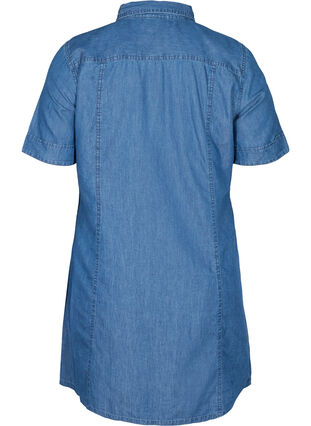Skjortklänning i denim med korta ärmar, Medium Blue denim, Packshot image number 1
