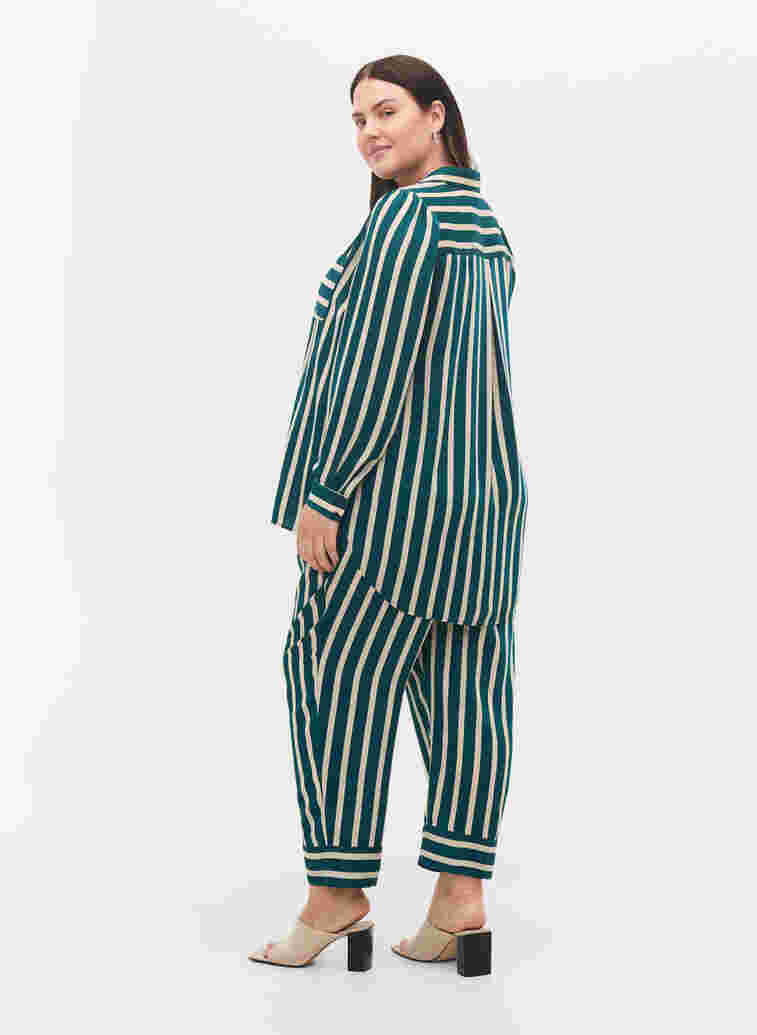Randiga byxor med lös passform, Green Stripe, Model image number 1