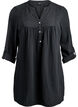 Tunika i bomullsmuslin med broderie anglaise, Svart, Packshot image number 0