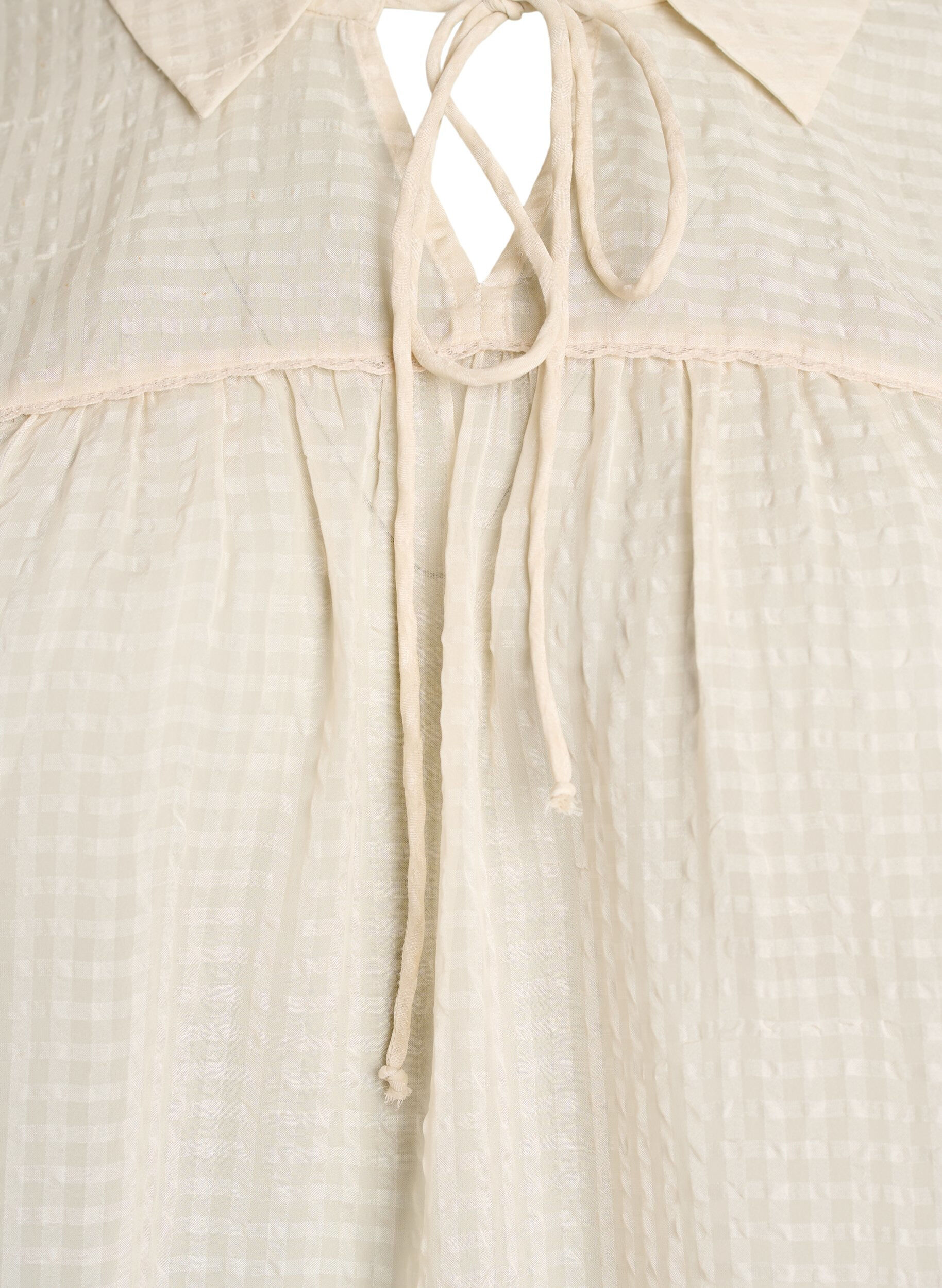 ZizziBlus i seersucker med knytband, Beige, Packshot image number 2
