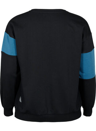 Sweatshirt med sportigt tryck, Black Comb, Packshot image number 1