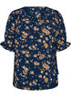 Skjortblus med halvl&aring;nga &auml;rmar, Bl&aring;, Packshot image number 0