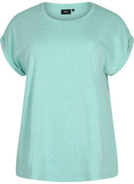 Melerad t-shirt med korta ärmar, Turquoise Mél