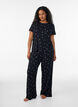 Pyjamasbyxor med ribbad struktur och blommigt m&ouml;nster, Svart, Model image number 0