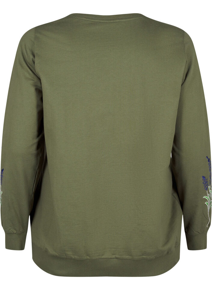 Sweatshirt med broderade blommor, D. L. Green W. emb., Packshot image number 1