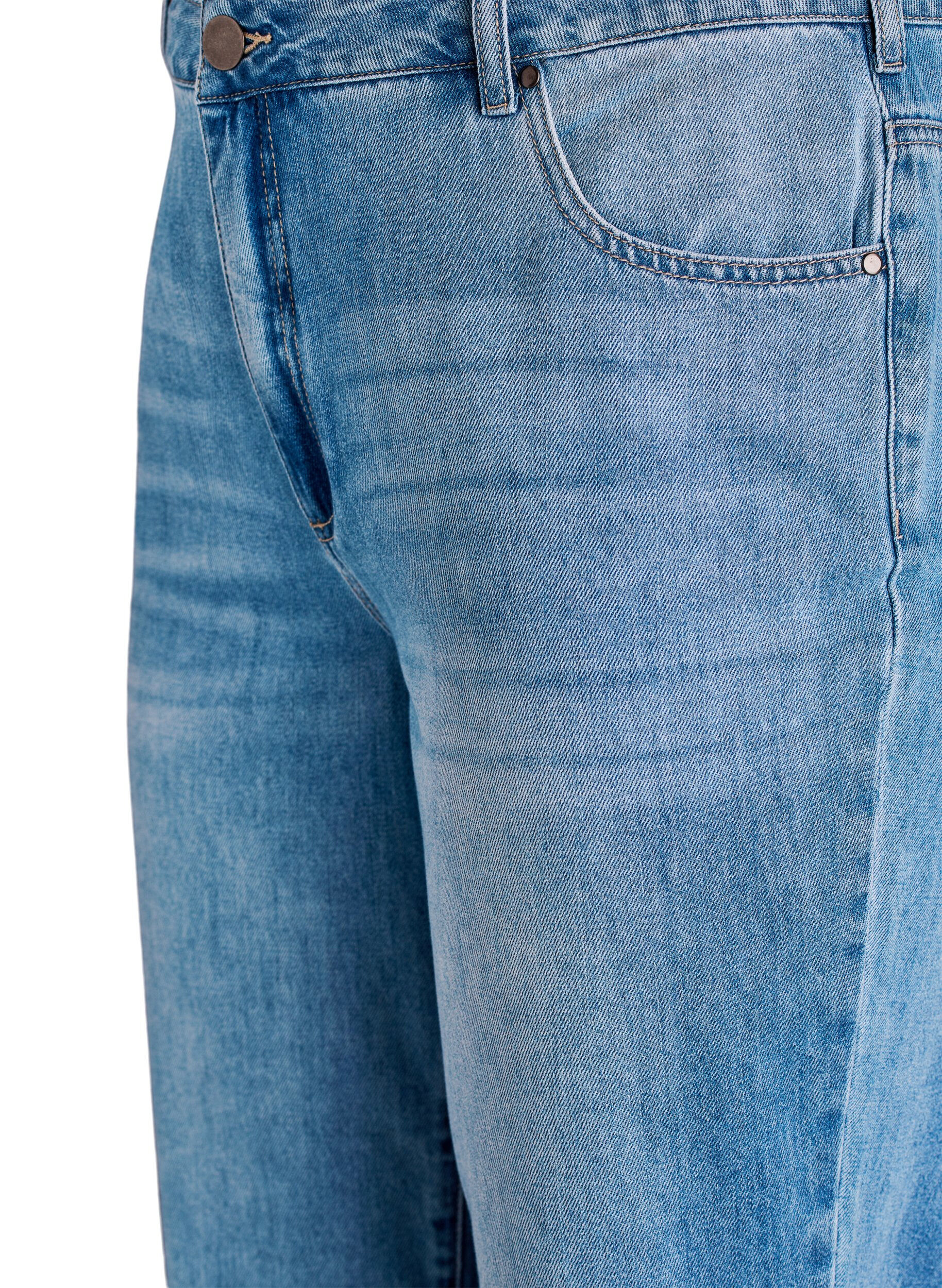 ZizziCroppade Kiana-jeans med rak passform och knappdetaljer, Bl&aring;, Packshot image number 2