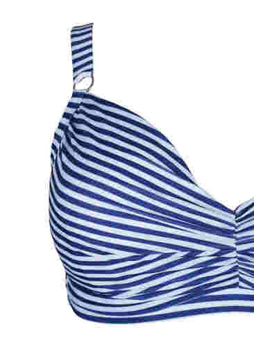 Tryckt bikini-bh med bygel, Blue Striped, Packshot image number 2