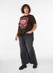 T-shirt i ekologisk bomull med tryck framtill, Brun, Model image number 1