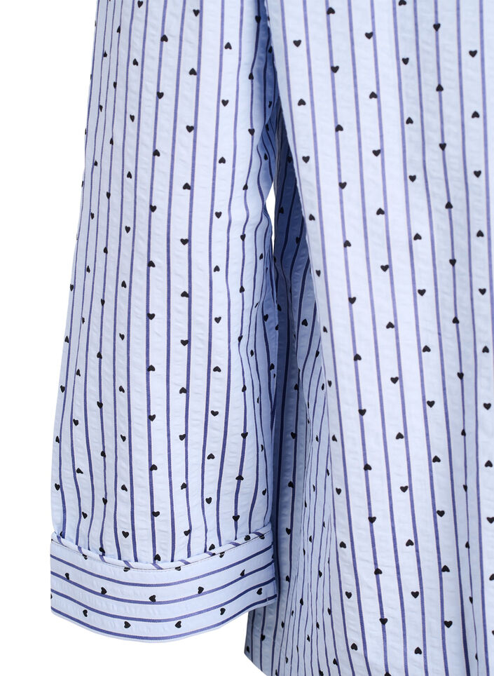 Pyjamasskjorta i seersucker med l&aring;nga &auml;rmar, Bl&aring;, Packshot image number 3