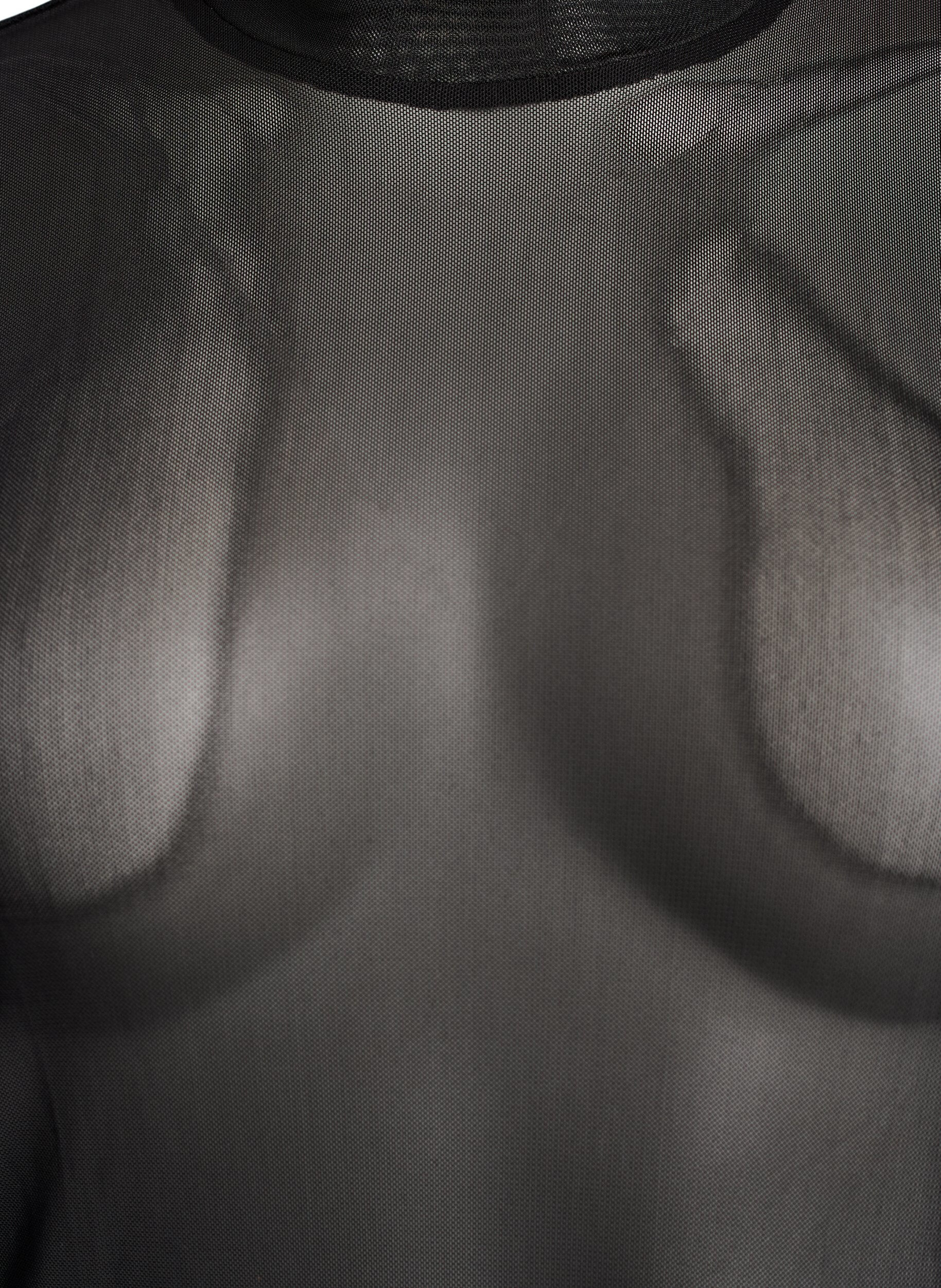 Zizzi Figursydd blus i mesh med l&aring;nga &auml;rmar, Svart, Packshot image number 2