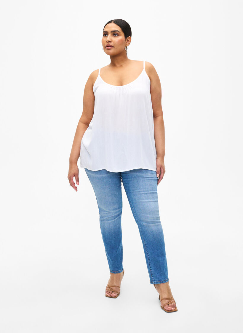 Topp med axelband i viskos, Vit, Model image number 1