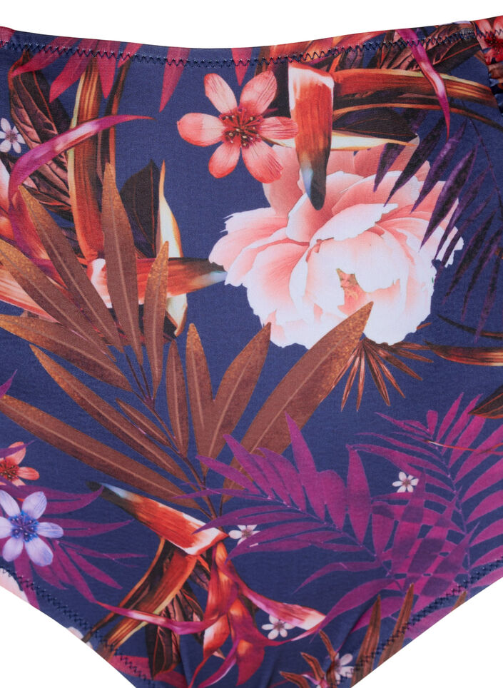 Blommig bikiniunderdel med hög midja, Lila, Packshot image number 2