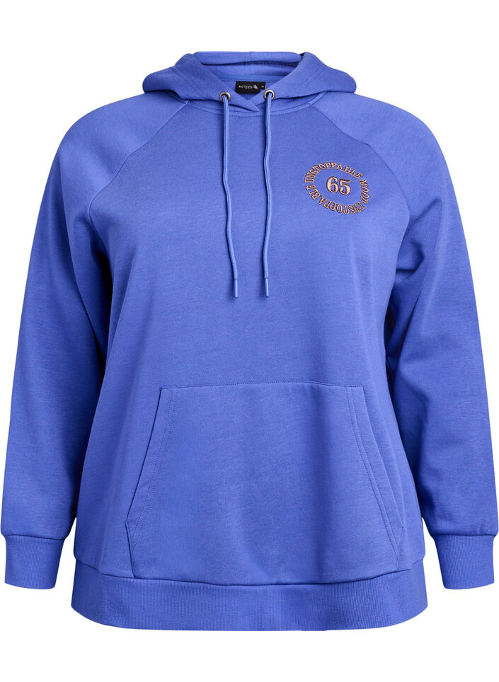 Huvtr&ouml;ja med broderat motiv framtill, Bl&aring;, Packshot image number 0
