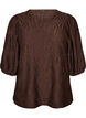 Blus med struktur och 3/4-&auml;rmar, Brun, Packshot image number 0