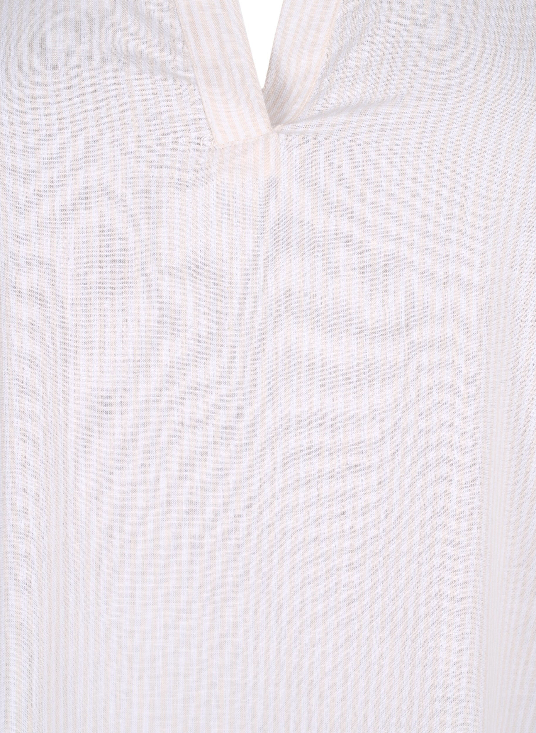 Zizzi Randig kl&auml;nning i bomull och linne, Sandshell Wh. Stripe, Packshot image number 2
