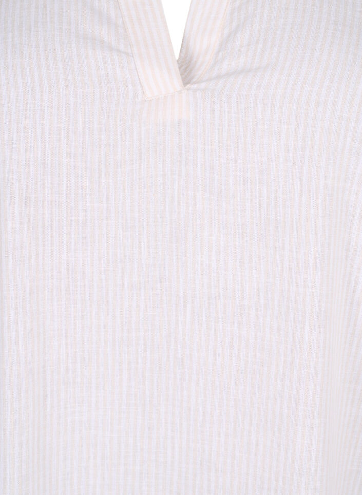 Randig klänning i bomull och linne, Sandshell Wh. Stripe, Packshot image number 2