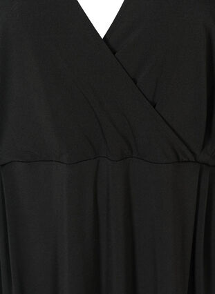 Långärmad klänning med avskärning, Black, Packshot image number 2